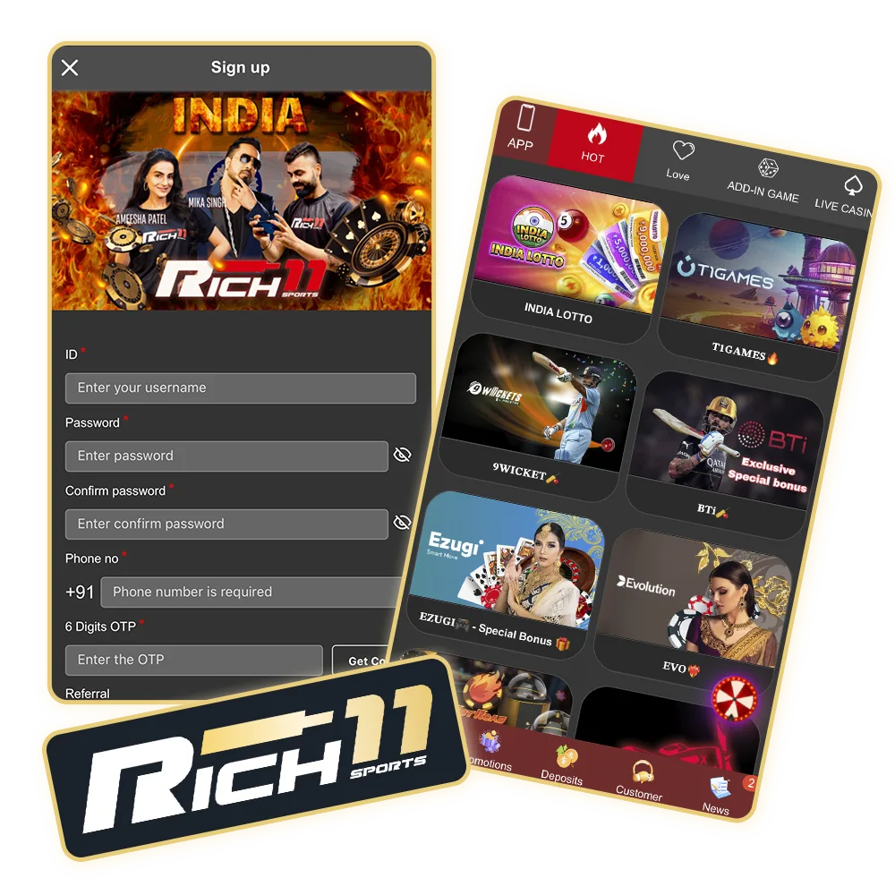 Try the app for quick access to games at Rich11 Casino.