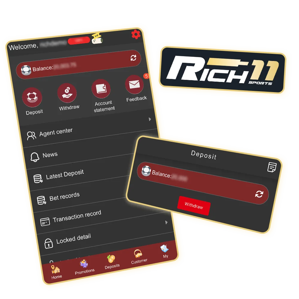 Fund your account and get your winnings without delay with Rich11 Casino.