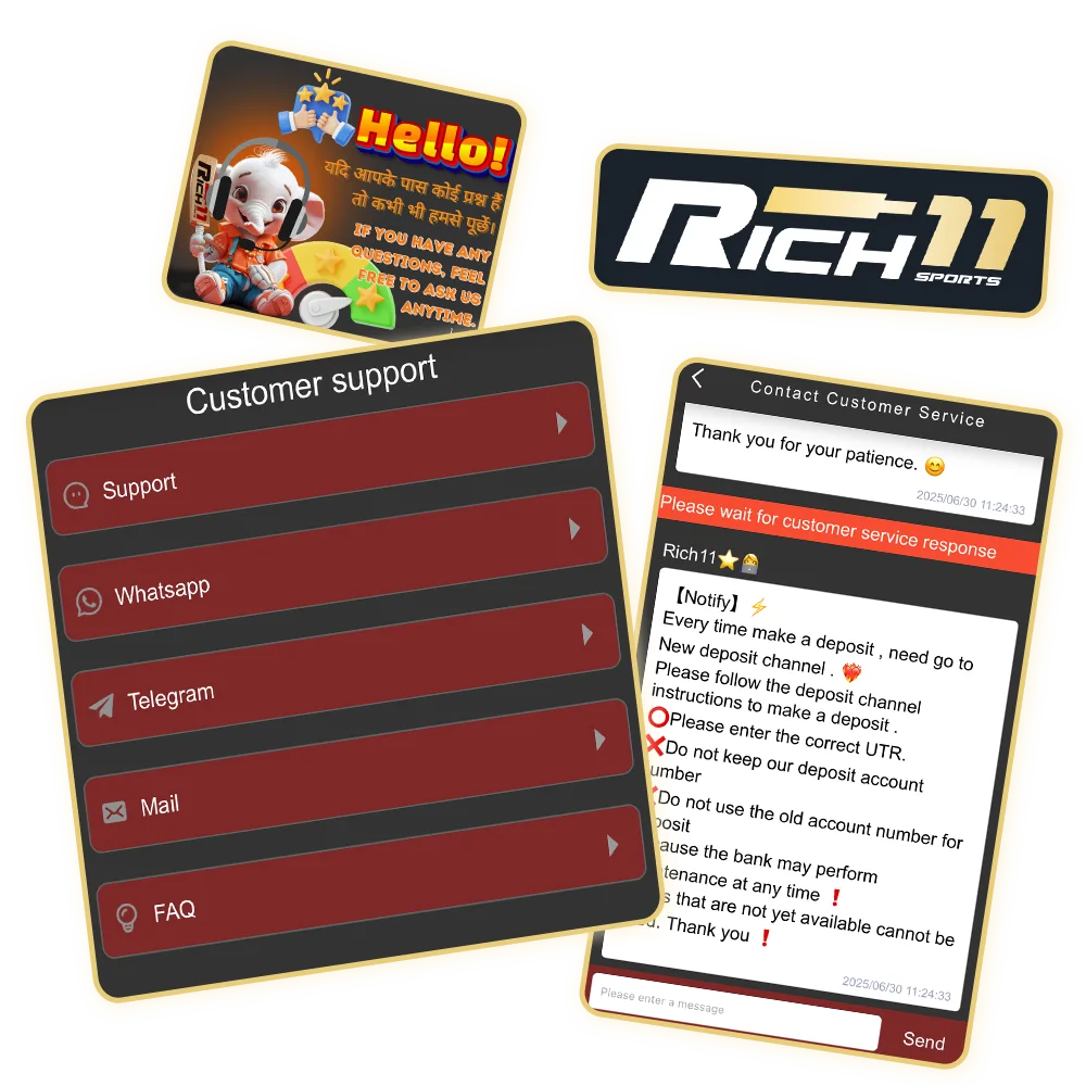Rich11 Casino support is always ready to help with any questions you may have.