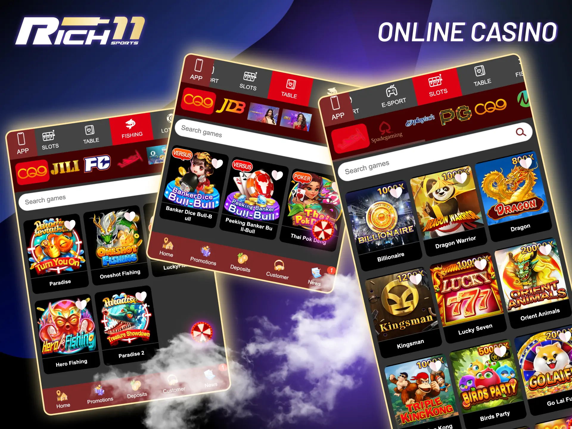 Discover fishing, lotteries, and table games at Rich11’s diverse online casino.