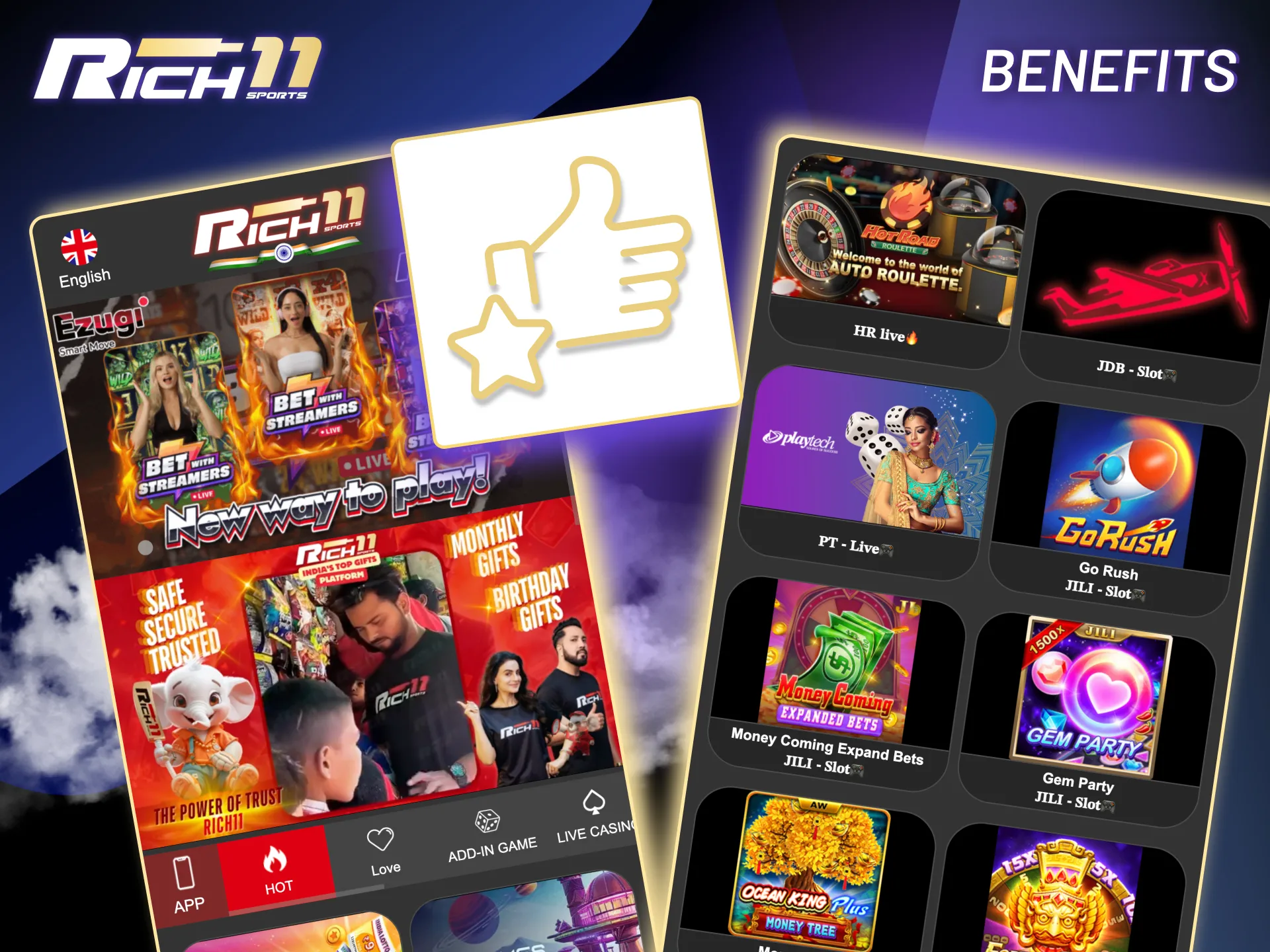 Rich11’s affiliate program offers monthly payouts, promo tools, and sub-referral earnings.