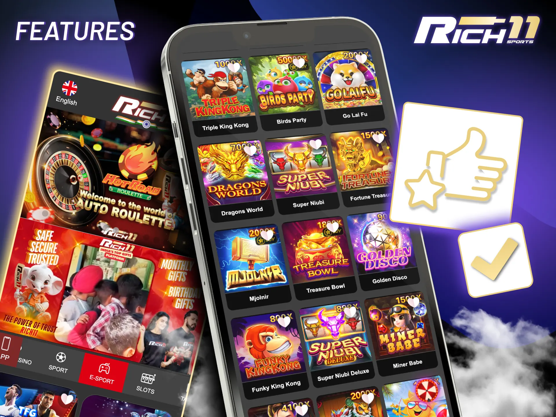 Enjoy fast access, biometric security, and promo alerts with the Rich11 mobile app.
