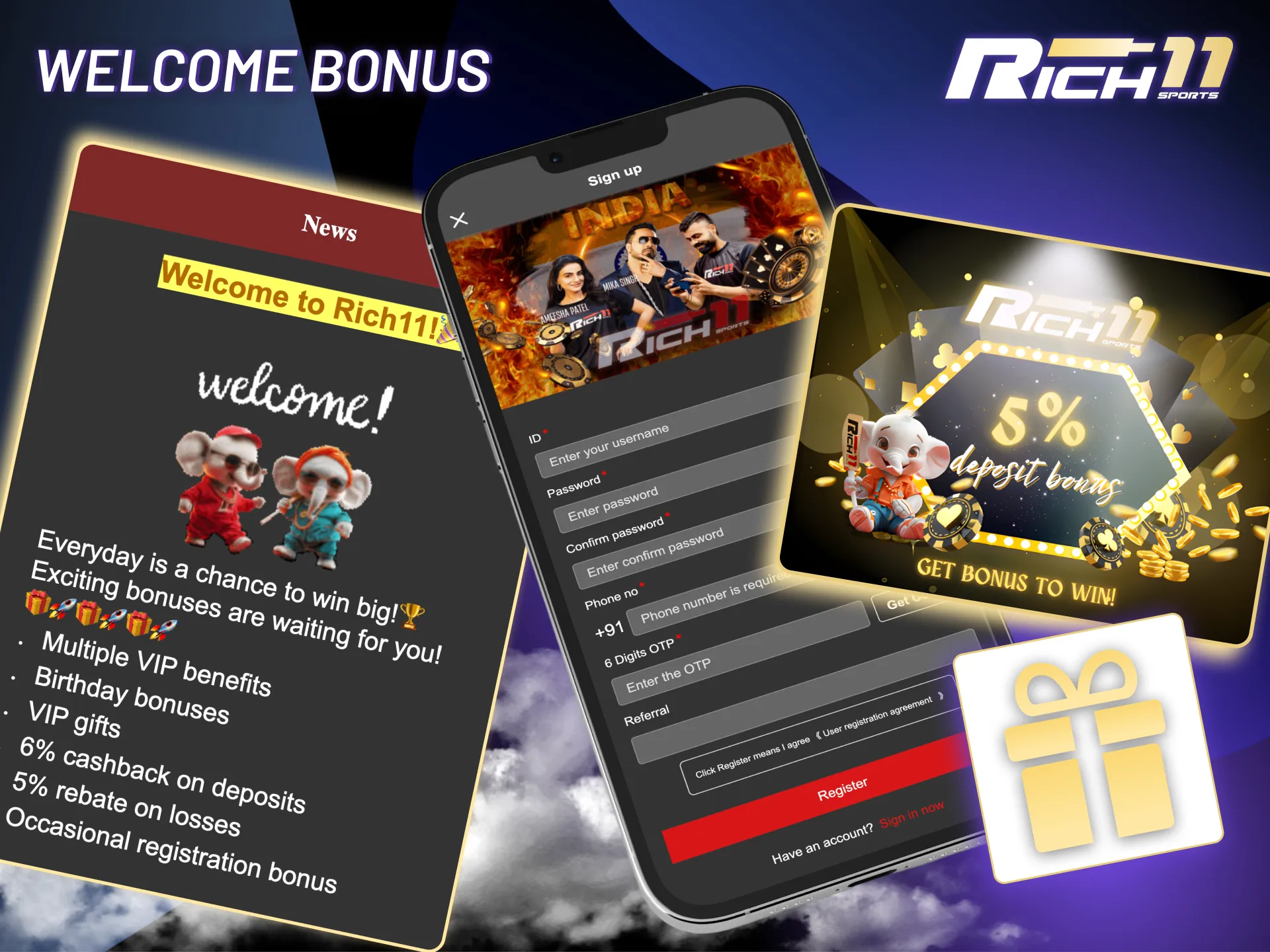 Rich11’s mobile bonus gives you more to play with and easy activation steps.
