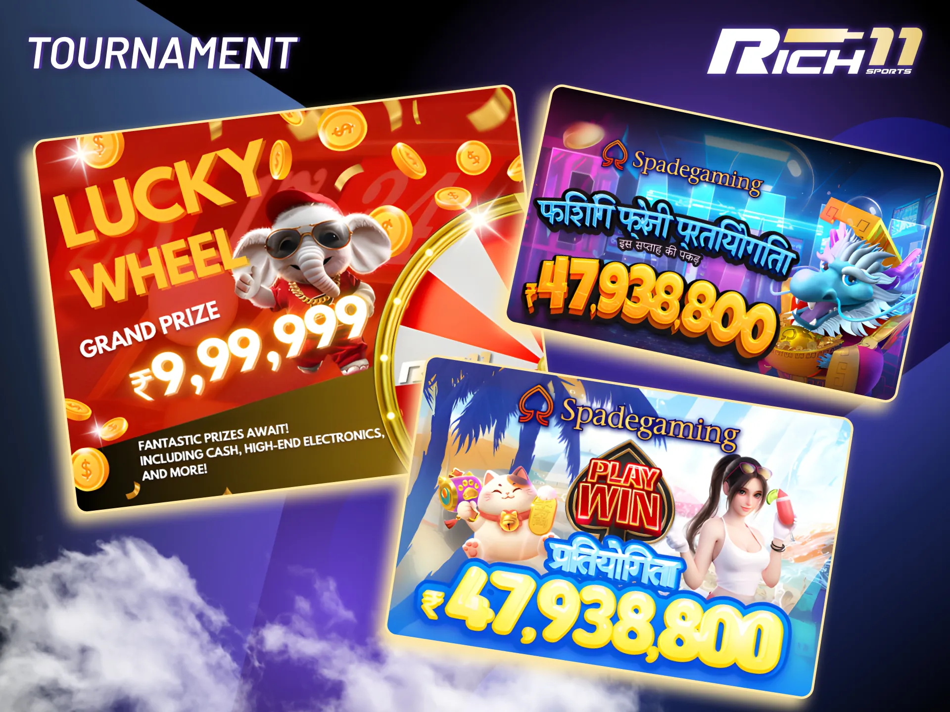Compete at Rich11 in tournaments and climb the ranks for your share of the pool.
