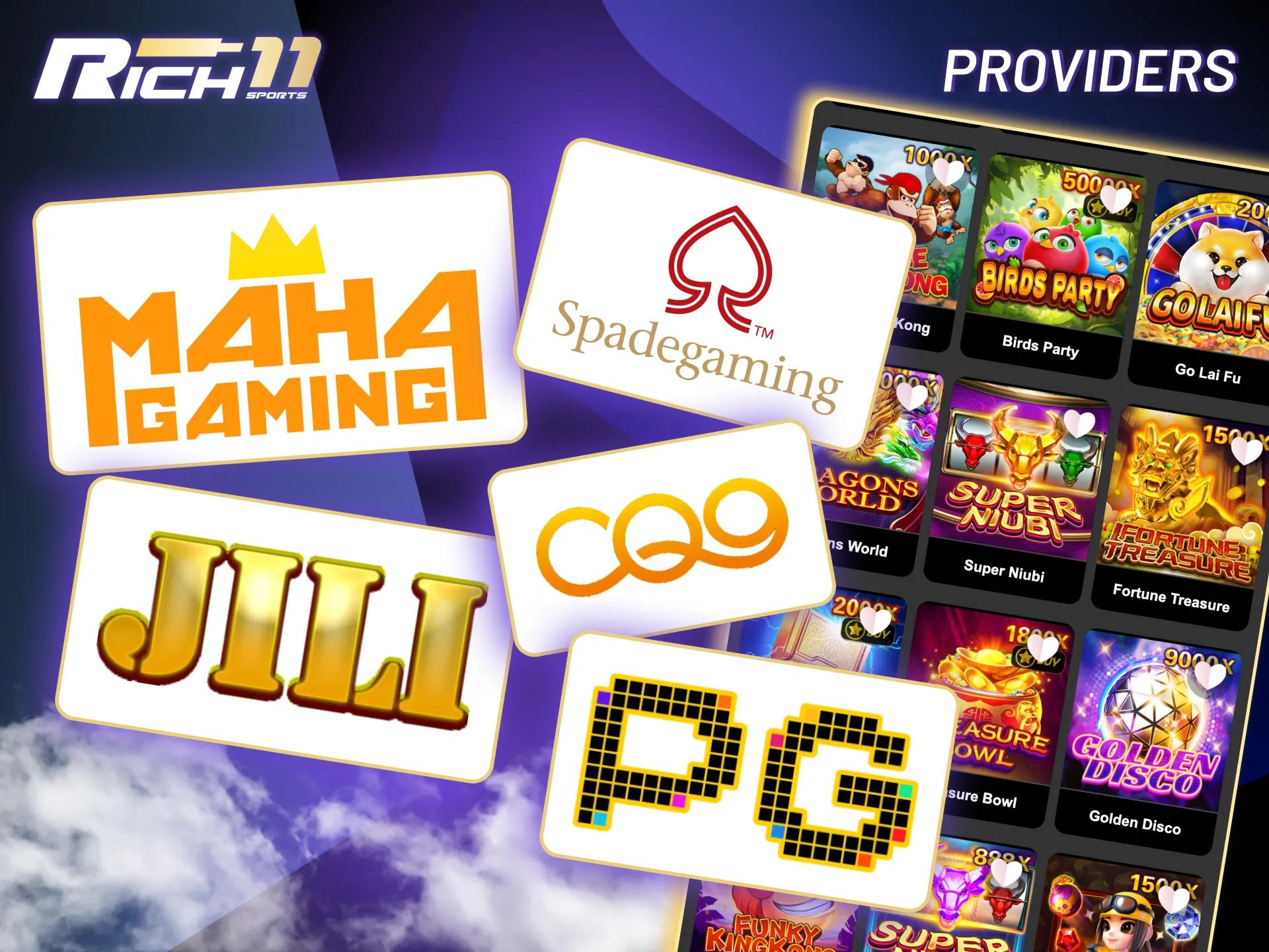Play top titles at Rich11 from developers known for quality and fun gameplay.