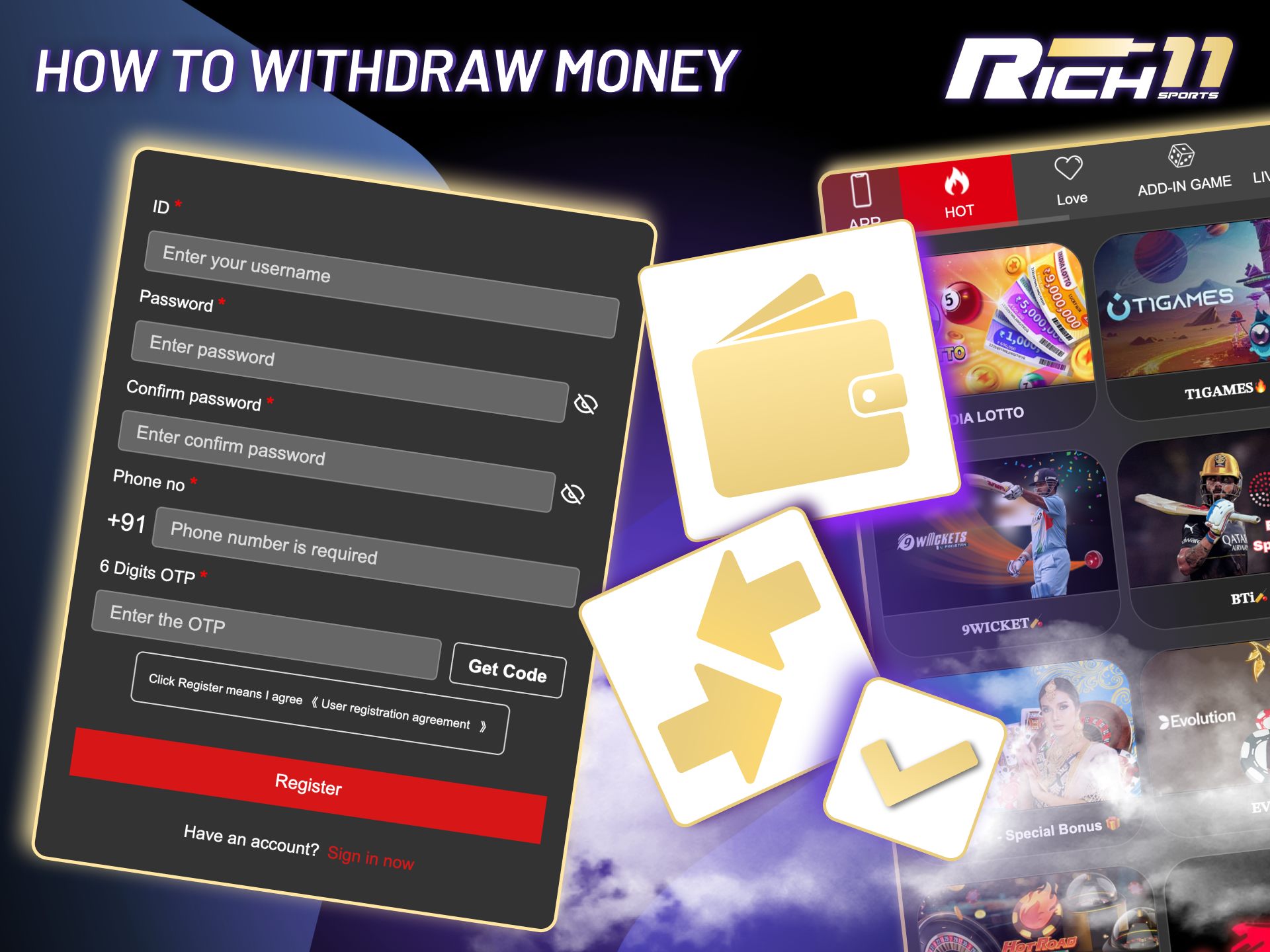 Rich11 payout instructions for players.