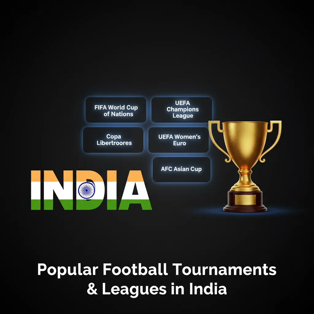 Top football leagues and tournaments in India: ISL, I-League, EPL, UCL, La Liga, Serie A, Bundesliga, World Cup, Asian Cup.